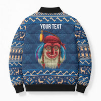 Personalized Romania Christmas Bomber Puffer Jacket Romanian Traditional Masks - Wonder Print Shop