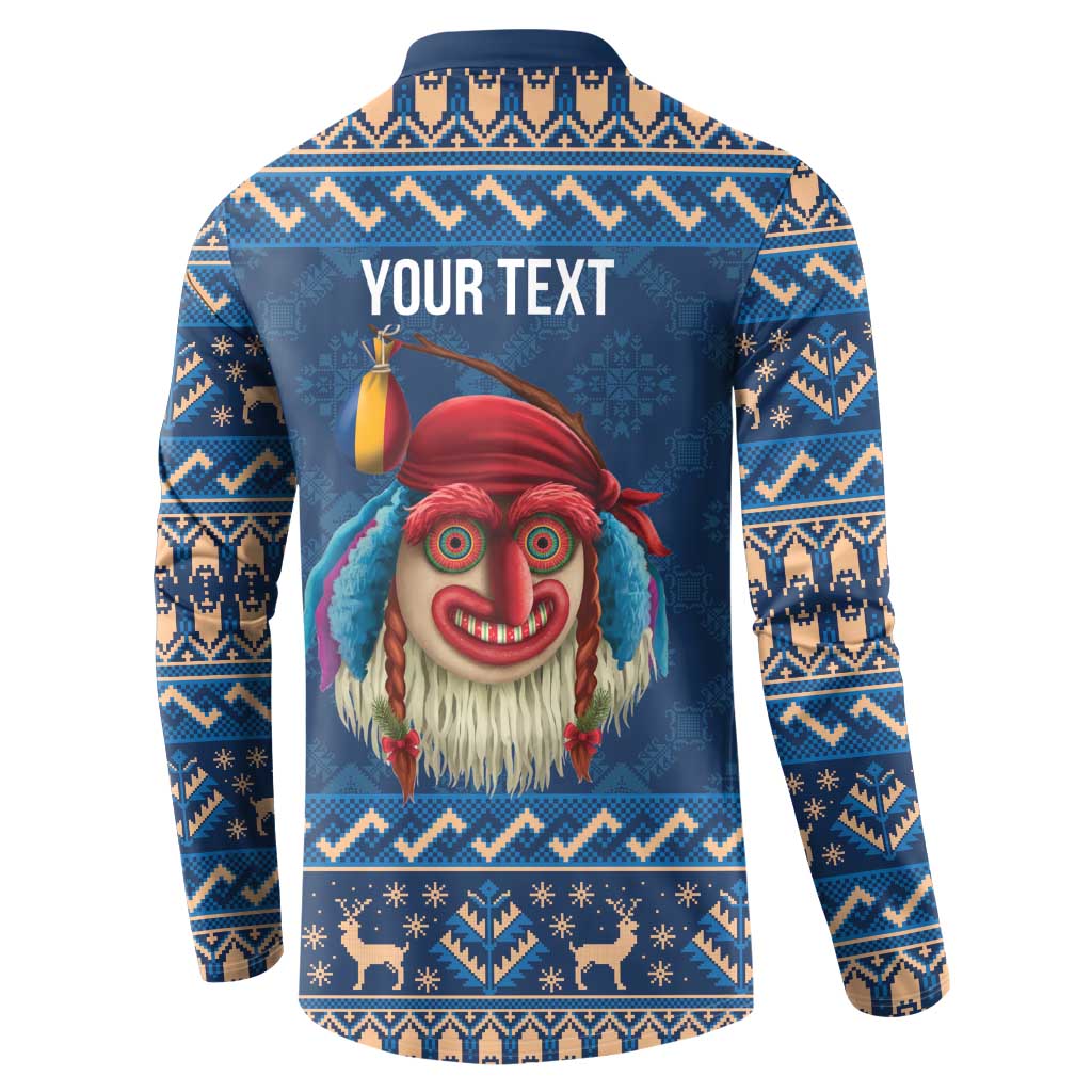 Personalized Romania Christmas Button Sweatshirt Romanian Traditional Masks - Wonder Print Shop