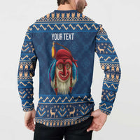Personalized Romania Christmas Button Sweatshirt Romanian Traditional Masks - Wonder Print Shop