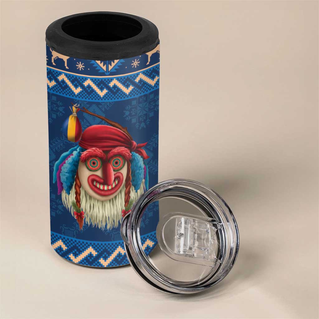 Personalized Romania Christmas 4 in 1 Can Cooler Tumbler Romanian Traditional Masks - Wonder Print Shop
