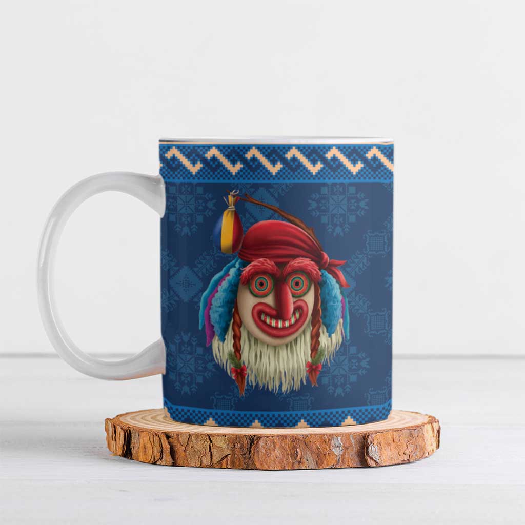Personalized Romania Christmas Ceramic Mug Romanian Traditional Masks - Wonder Print Shop