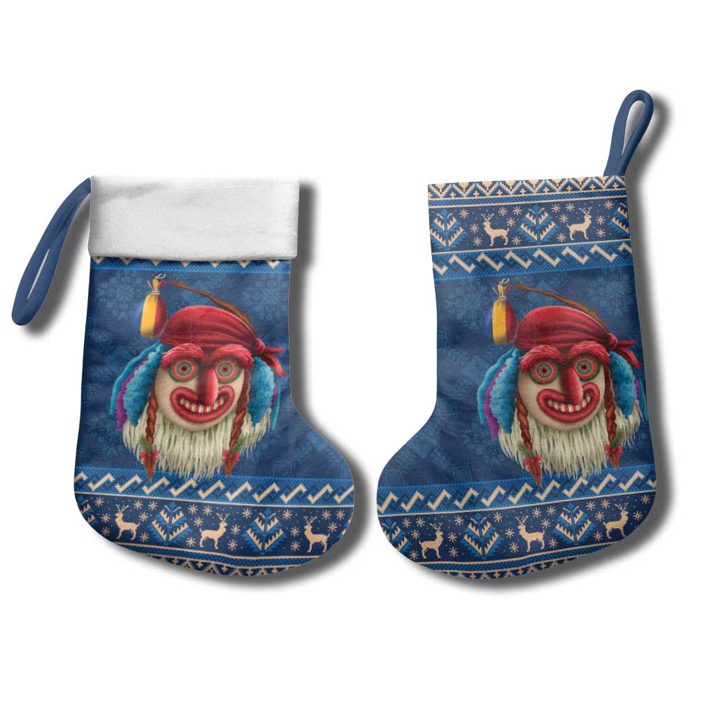Personalized Romania Christmas Stocking Romanian Traditional Masks - Wonder Print Shop