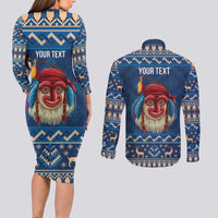 Personalized Romania Christmas Couples Matching Long Sleeve Bodycon Dress and Long Sleeve Button Shirt Romanian Traditional Masks - Wonder Print Shop