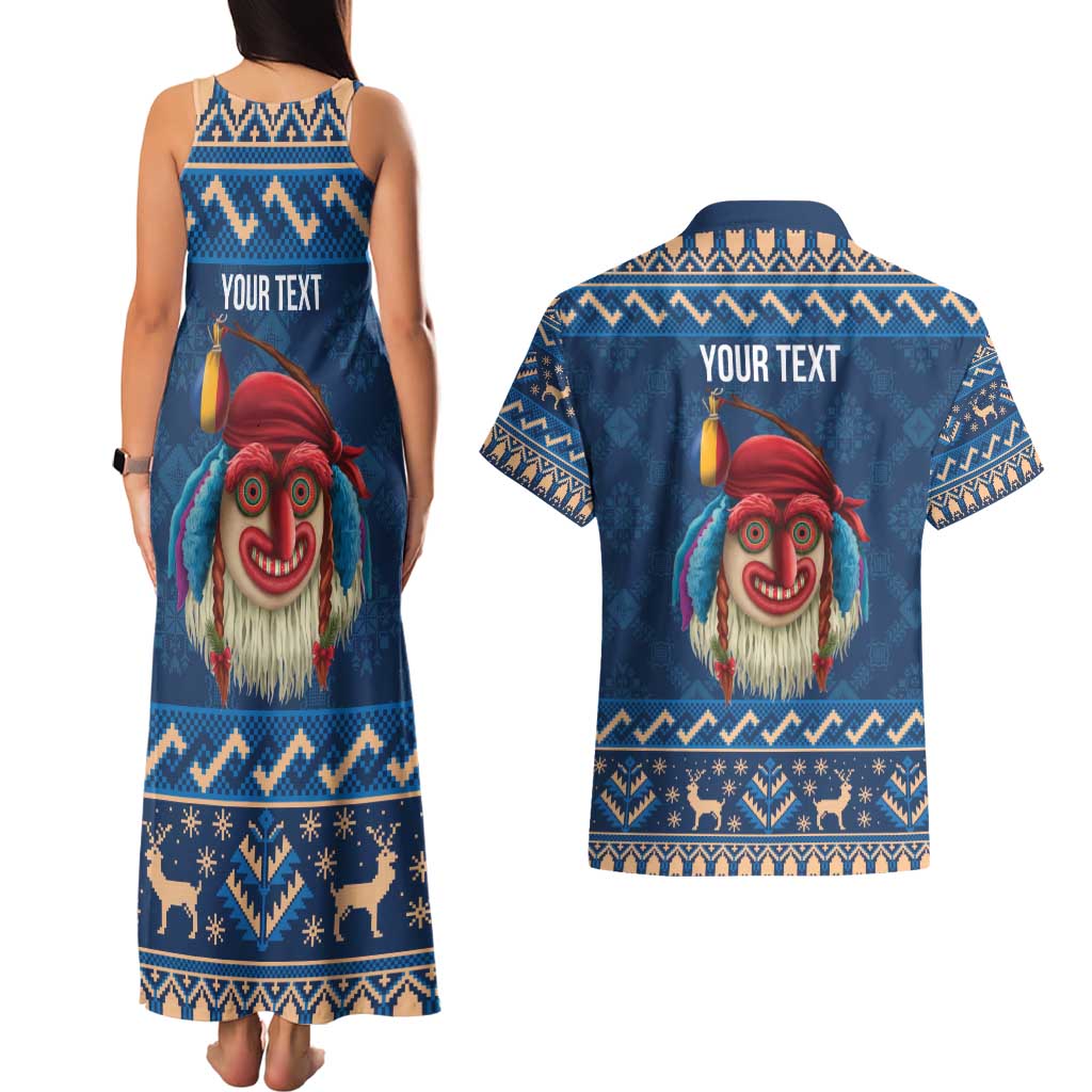 Personalized Romania Christmas Couples Matching Tank Maxi Dress and Hawaiian Shirt Romanian Traditional Masks - Wonder Print Shop
