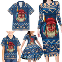 Personalized Romania Christmas Family Matching Long Sleeve Bodycon Dress and Hawaiian Shirt Romanian Traditional Masks - Wonder Print Shop