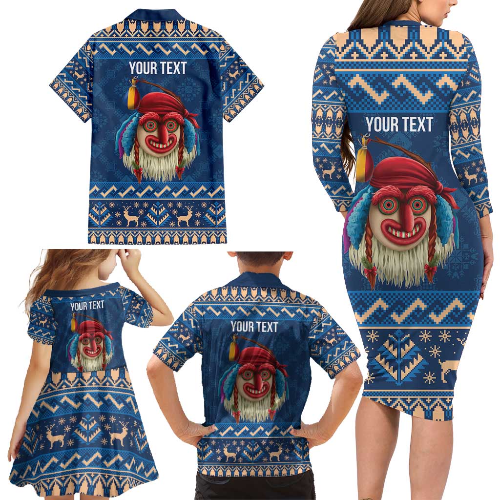 Personalized Romania Christmas Family Matching Long Sleeve Bodycon Dress and Hawaiian Shirt Romanian Traditional Masks - Wonder Print Shop