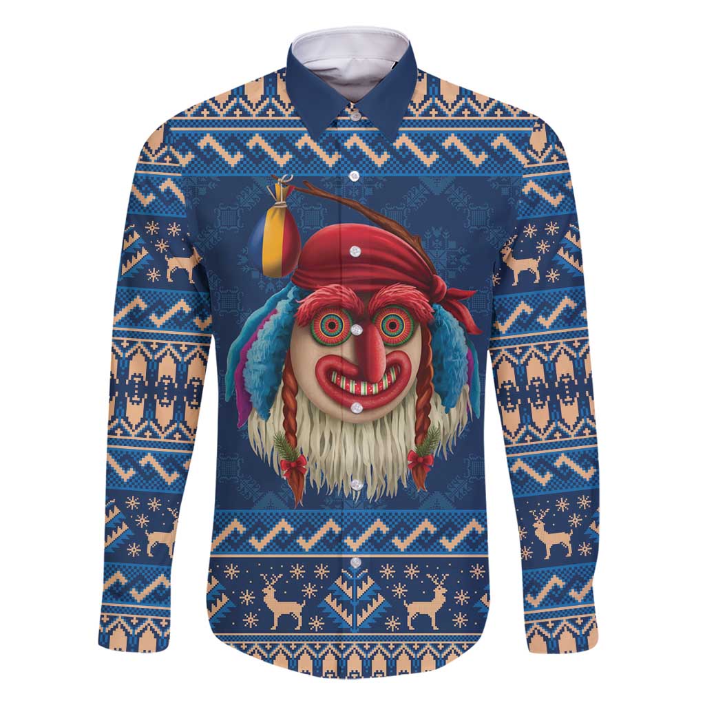 Personalized Romania Christmas Family Matching Long Sleeve Bodycon Dress and Hawaiian Shirt Romanian Traditional Masks - Wonder Print Shop