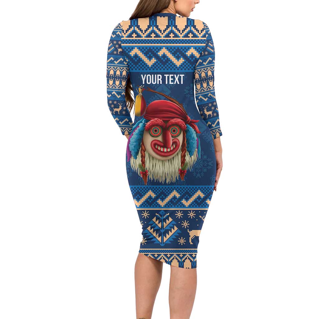 Personalized Romania Christmas Family Matching Long Sleeve Bodycon Dress and Hawaiian Shirt Romanian Traditional Masks - Wonder Print Shop