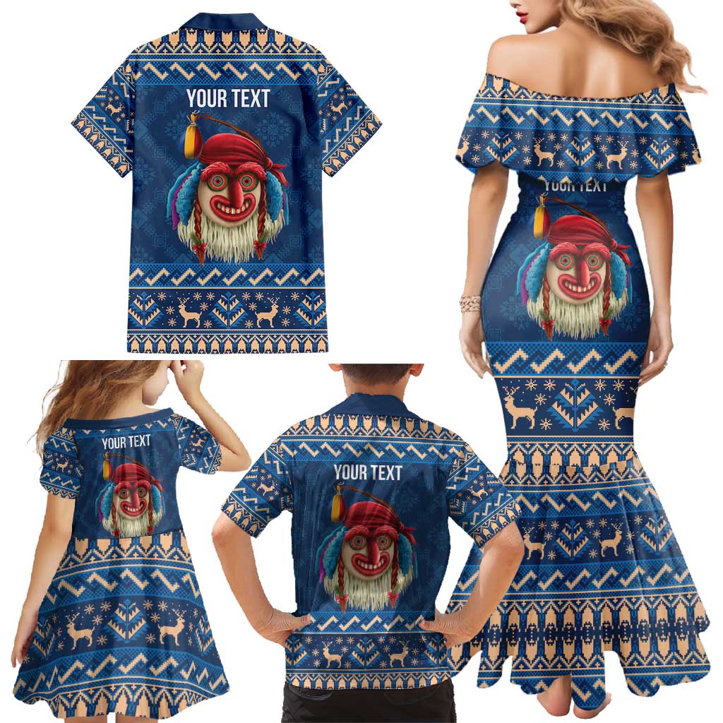 Personalized Romania Christmas Family Matching Mermaid Dress and Hawaiian Shirt Romanian Traditional Masks - Wonder Print Shop