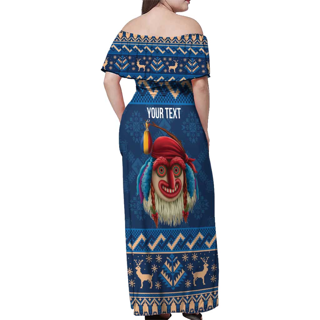 Personalized Romania Christmas Family Matching Off Shoulder Maxi Dress and Hawaiian Shirt Romanian Traditional Masks - Wonder Print Shop