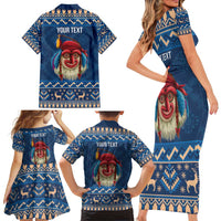 Personalized Romania Christmas Family Matching Short Sleeve Bodycon Dress and Hawaiian Shirt Romanian Traditional Masks - Wonder Print Shop