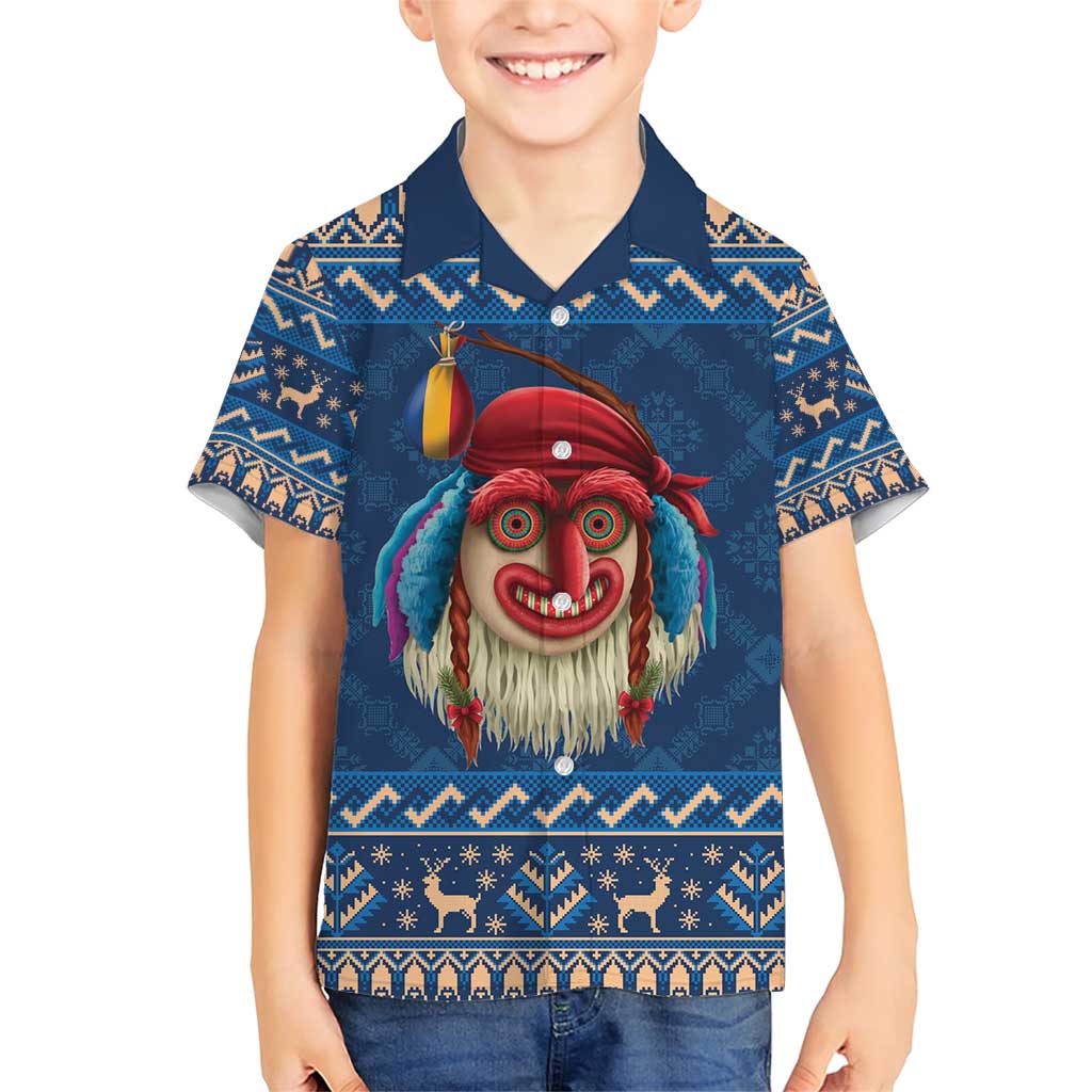 Personalized Romania Christmas Family Matching Short Sleeve Bodycon Dress and Hawaiian Shirt Romanian Traditional Masks - Wonder Print Shop