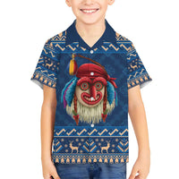 Personalized Romania Christmas Family Matching Short Sleeve Bodycon Dress and Hawaiian Shirt Romanian Traditional Masks - Wonder Print Shop