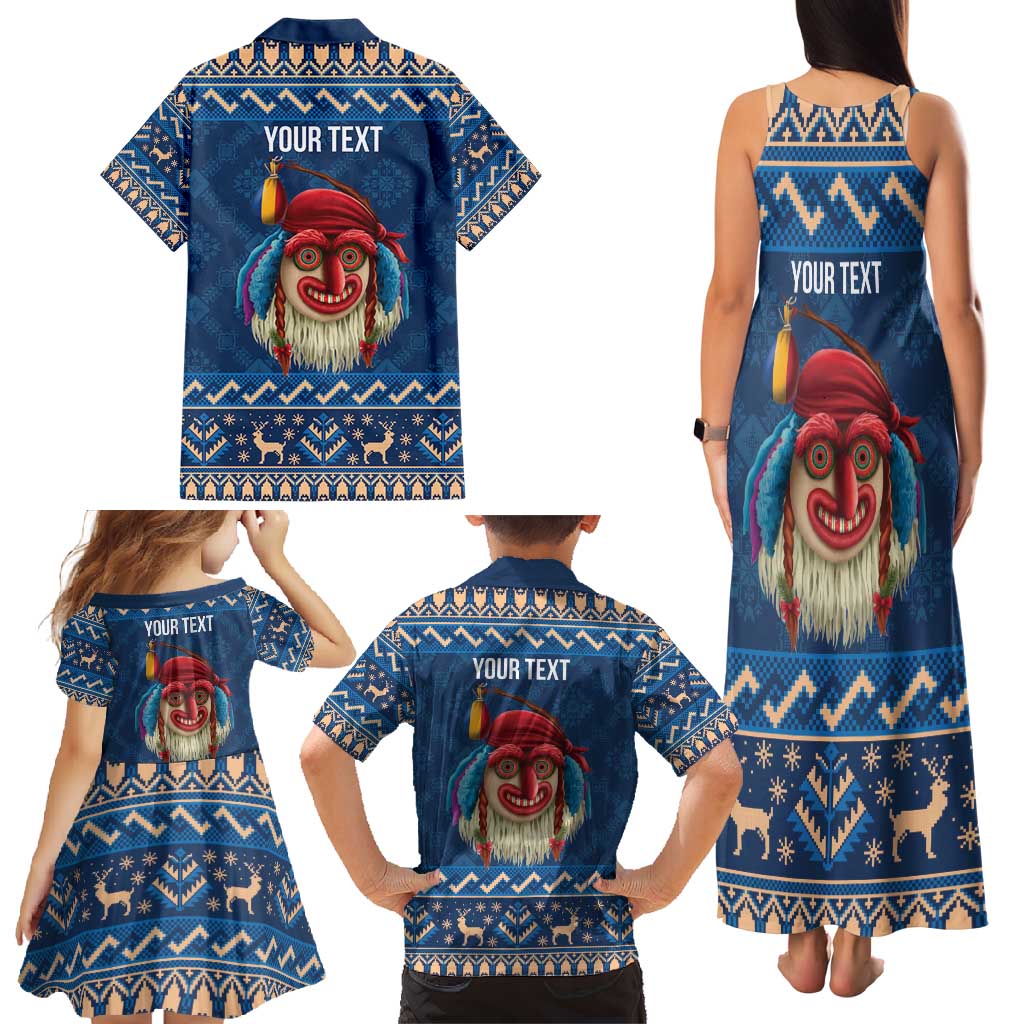 Personalized Romania Christmas Family Matching Tank Maxi Dress and Hawaiian Shirt Romanian Traditional Masks - Wonder Print Shop