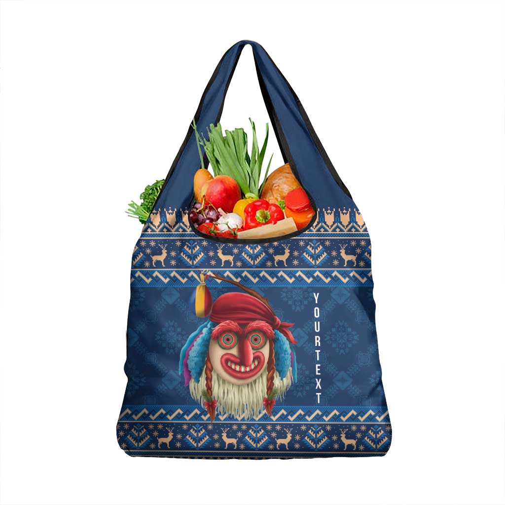 Personalized Romania Christmas Grocery Bag Romanian Traditional Masks - Wonder Print Shop
