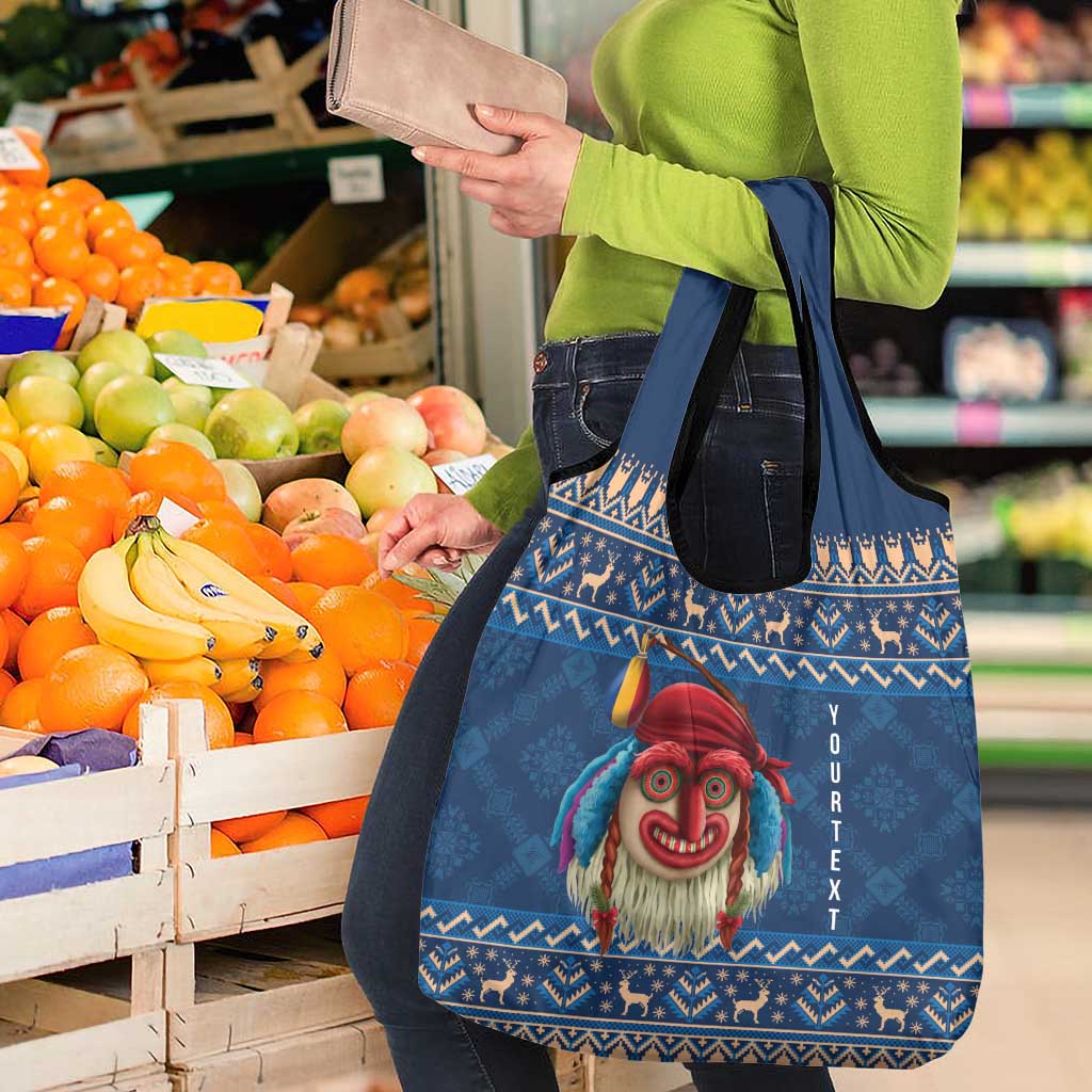 Personalized Romania Christmas Grocery Bag Romanian Traditional Masks - Wonder Print Shop