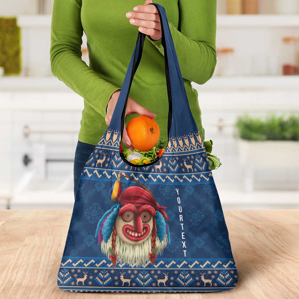 Personalized Romania Christmas Grocery Bag Romanian Traditional Masks - Wonder Print Shop