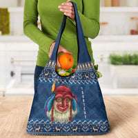 Personalized Romania Christmas Grocery Bag Romanian Traditional Masks - Wonder Print Shop