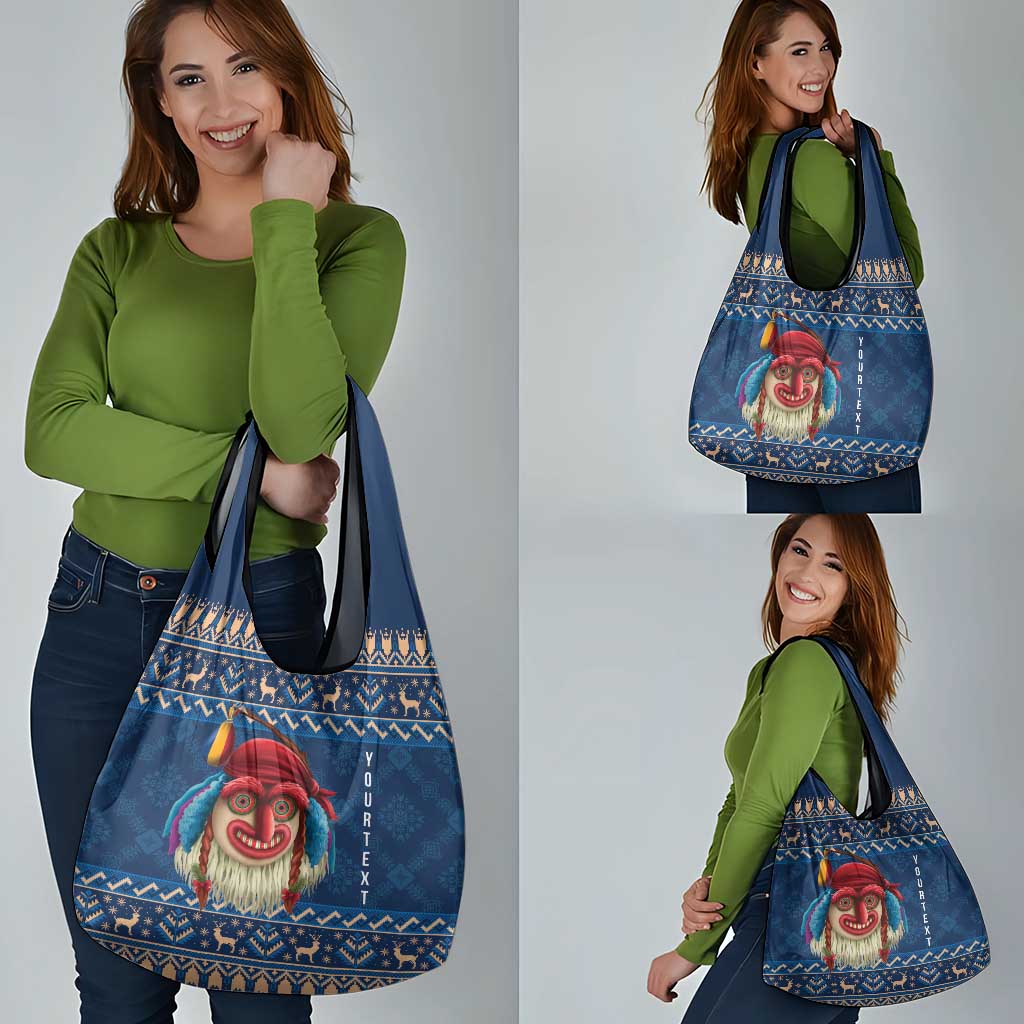 Personalized Romania Christmas Grocery Bag Romanian Traditional Masks - Wonder Print Shop