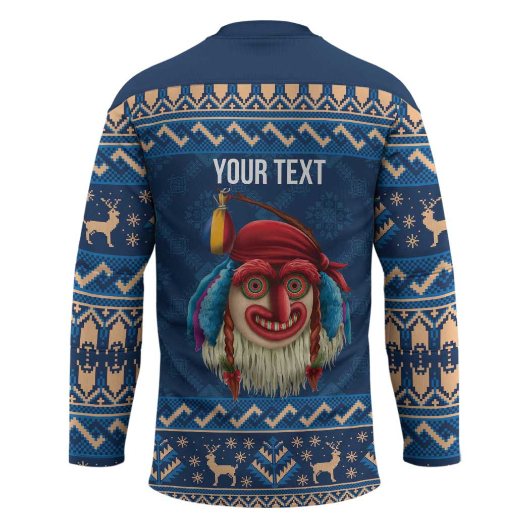 Personalized Romania Christmas Hockey Jersey Romanian Traditional Masks - Wonder Print Shop