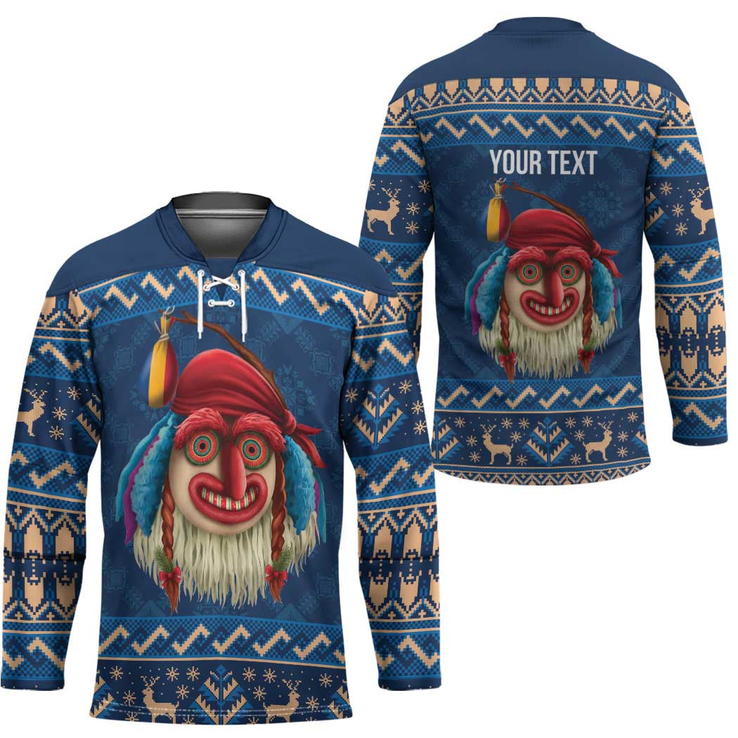 Personalized Romania Christmas Hockey Jersey Romanian Traditional Masks - Wonder Print Shop
