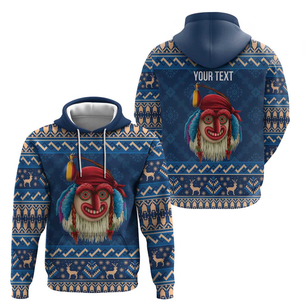 Personalized Romania Christmas Hoodie Romanian Traditional Masks - Wonder Print Shop