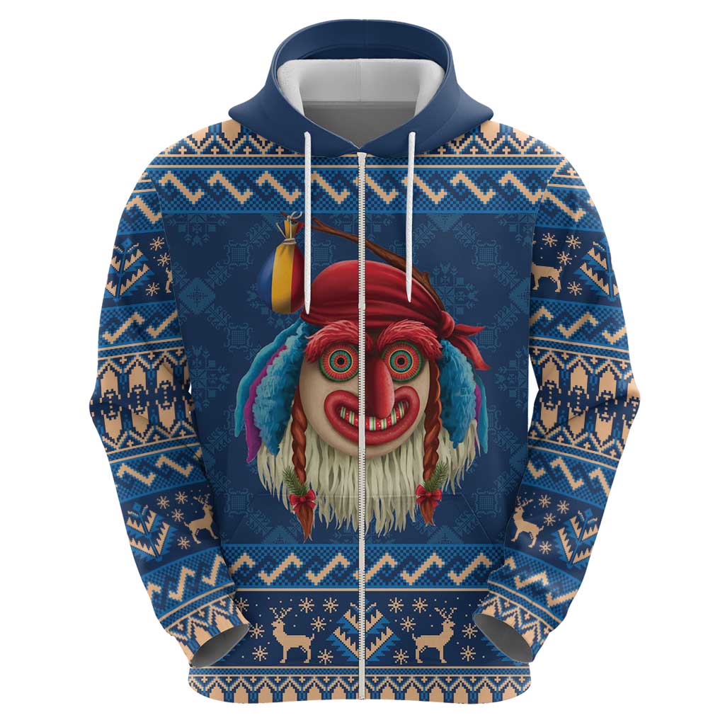 Personalized Romania Christmas Hoodie Romanian Traditional Masks - Wonder Print Shop