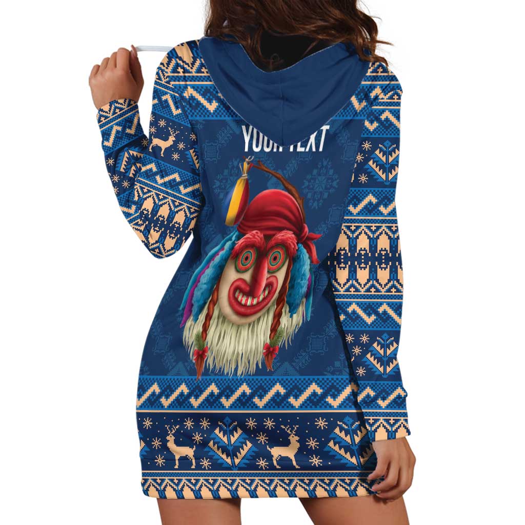 Personalized Romania Christmas Hoodie Dress Romanian Traditional Masks - Wonder Print Shop