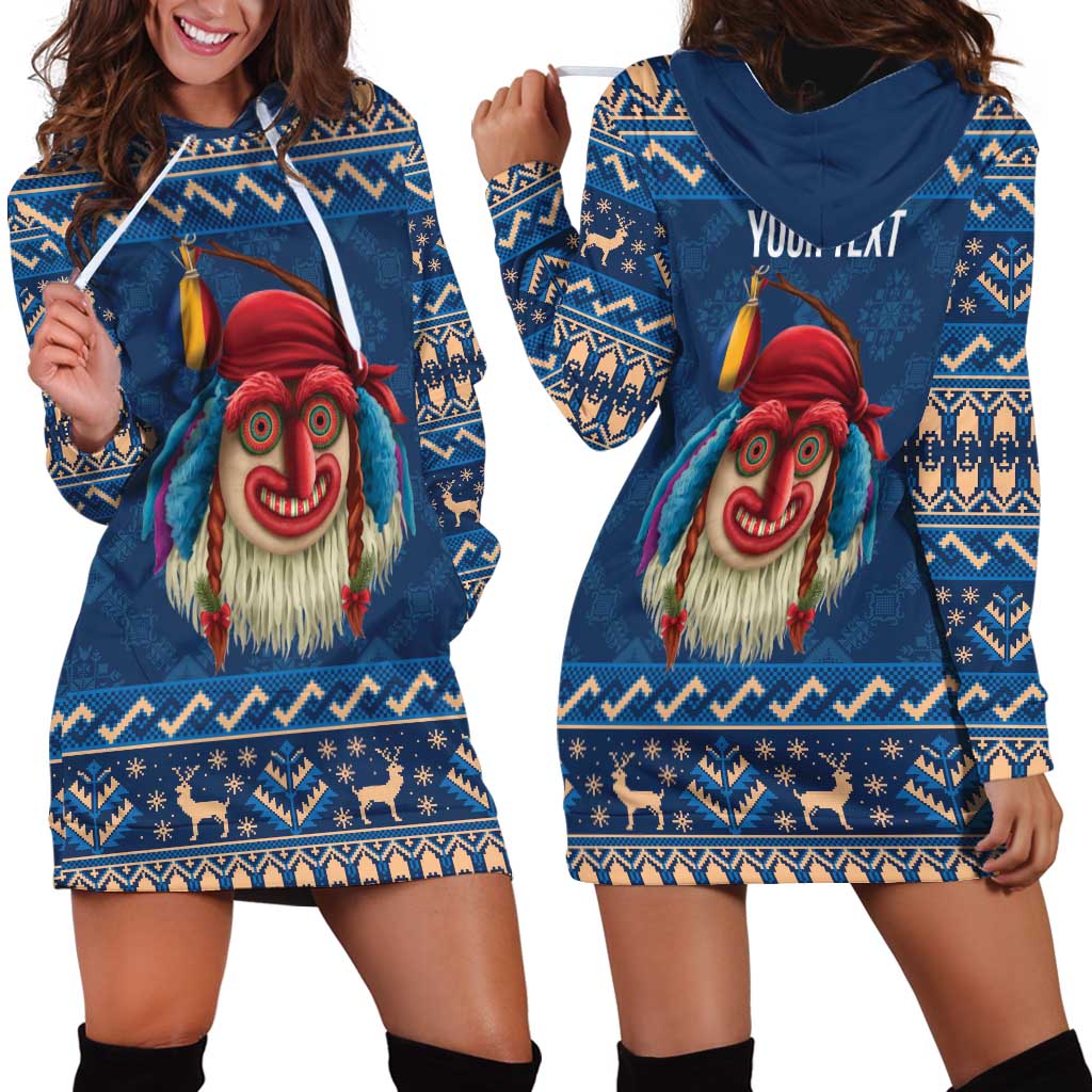 Personalized Romania Christmas Hoodie Dress Romanian Traditional Masks - Wonder Print Shop
