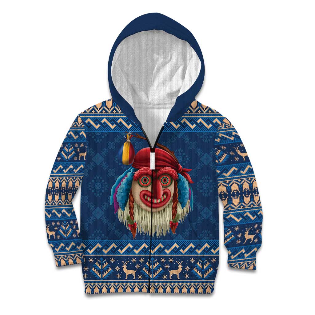 Personalized Romania Christmas Kid Hoodie Romanian Traditional Masks - Wonder Print Shop