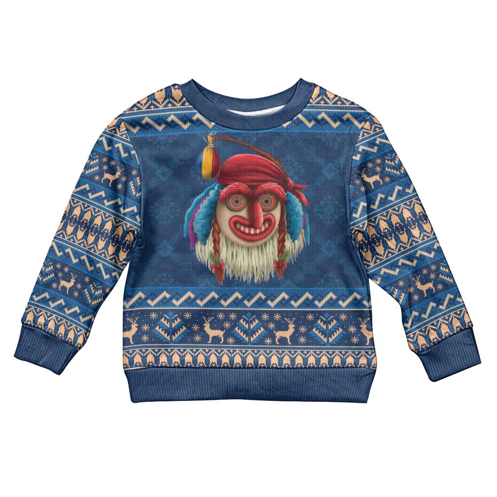 Personalized Romania Christmas Kid Ugly Christmas Sweater Romanian Traditional Masks - Wonder Print Shop