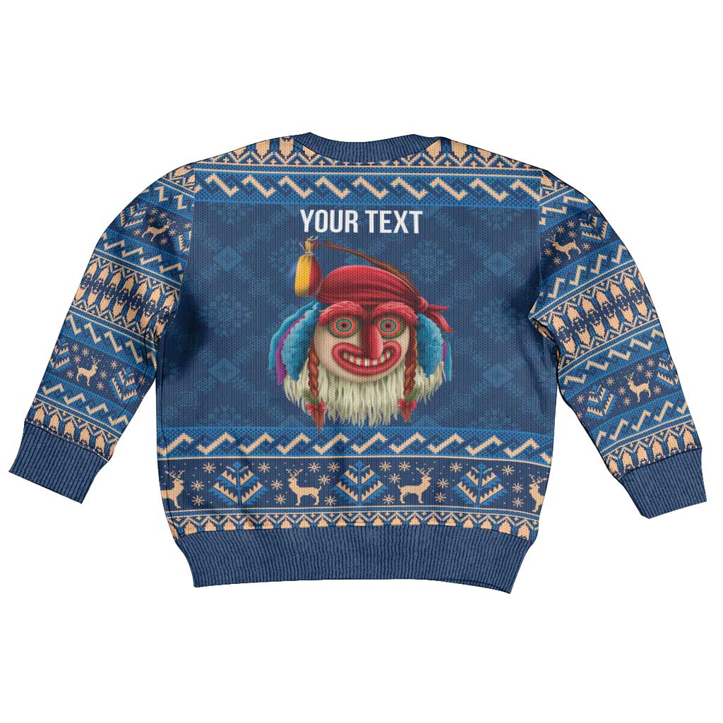 Personalized Romania Christmas Kid Ugly Christmas Sweater Romanian Traditional Masks - Wonder Print Shop