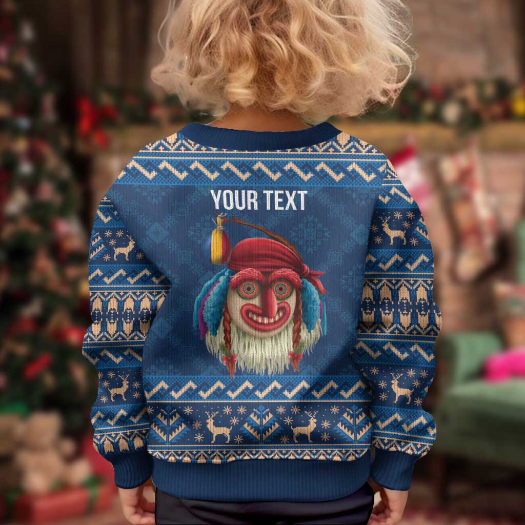 Personalized Romania Christmas Kid Ugly Christmas Sweater Romanian Traditional Masks - Wonder Print Shop