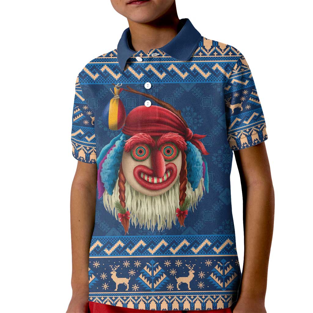 Personalized Romania Christmas Kid Polo Shirt Romanian Traditional Masks - Wonder Print Shop