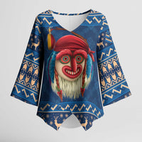 Personalized Romania Christmas Kimono Sleeve Blouse Romanian Traditional Masks - Wonder Print Shop