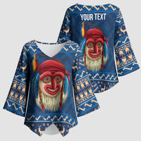 Personalized Romania Christmas Kimono Sleeve Blouse Romanian Traditional Masks - Wonder Print Shop