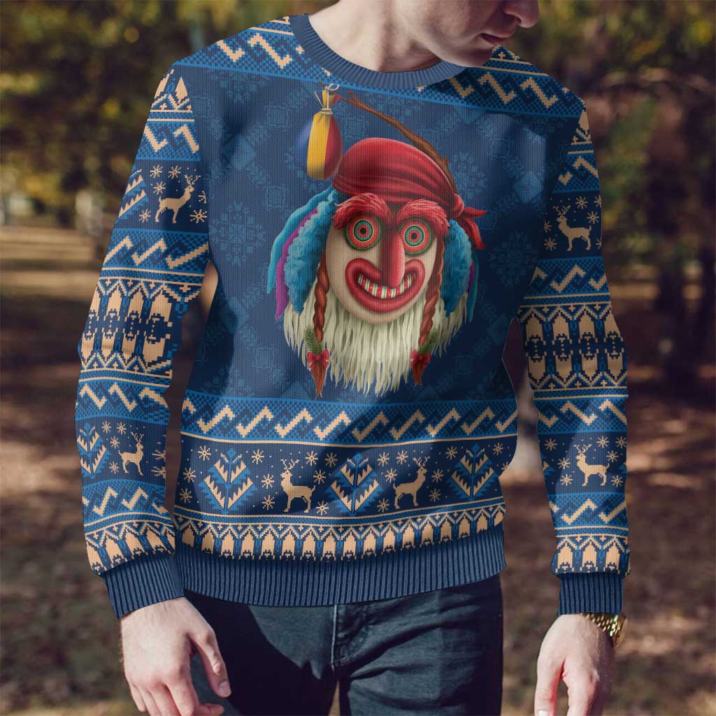 Personalized Romania Christmas Ugly Christmas Sweater Romanian Traditional Masks - Wonder Print Shop