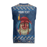 Personalized Romania Christmas Knitted V-Neck Vest Romanian Traditional Masks - Wonder Print Shop