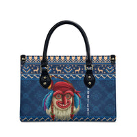 Personalized Romania Christmas Leather Bag Romanian Traditional Masks - Wonder Print Shop