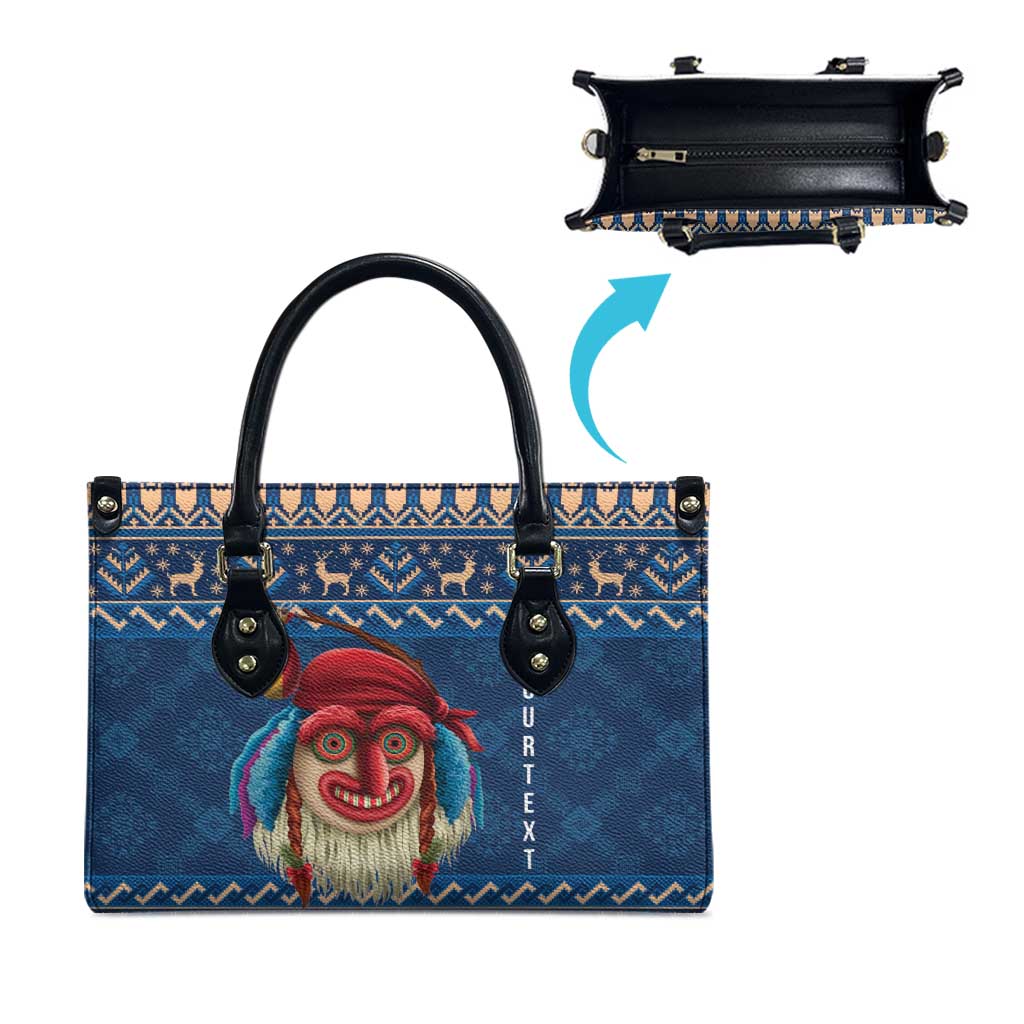 Personalized Romania Christmas Leather Bag Romanian Traditional Masks - Wonder Print Shop