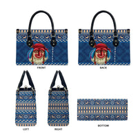 Personalized Romania Christmas Leather Bag Romanian Traditional Masks - Wonder Print Shop