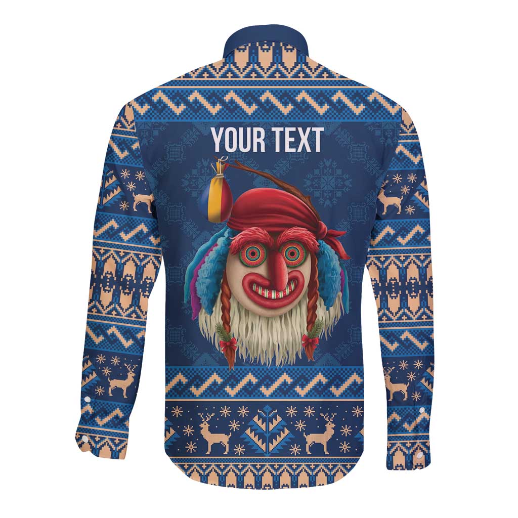 Personalized Romania Christmas Long Sleeve Button Shirt Romanian Traditional Masks - Wonder Print Shop