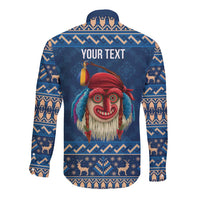 Personalized Romania Christmas Long Sleeve Button Shirt Romanian Traditional Masks - Wonder Print Shop
