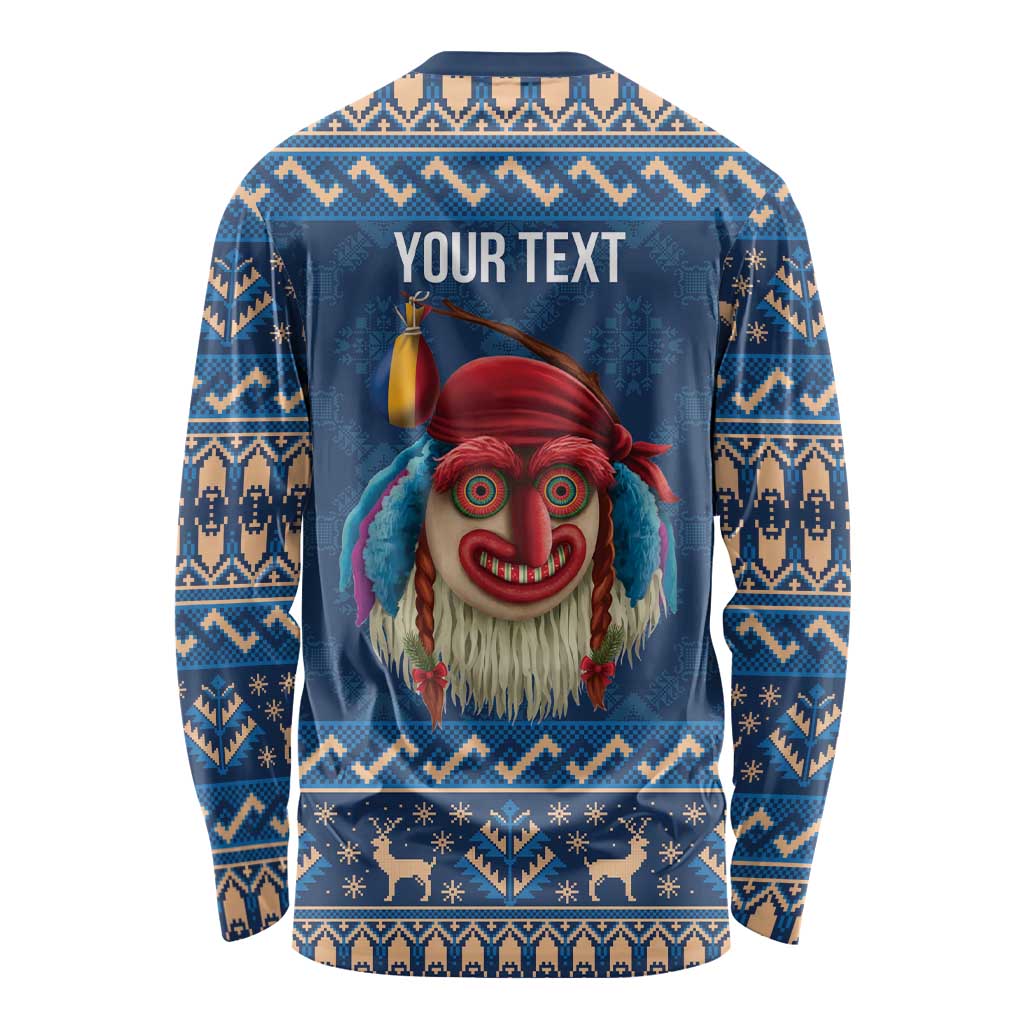 Personalized Romania Christmas Long Sleeve Shirt Romanian Traditional Masks - Wonder Print Shop