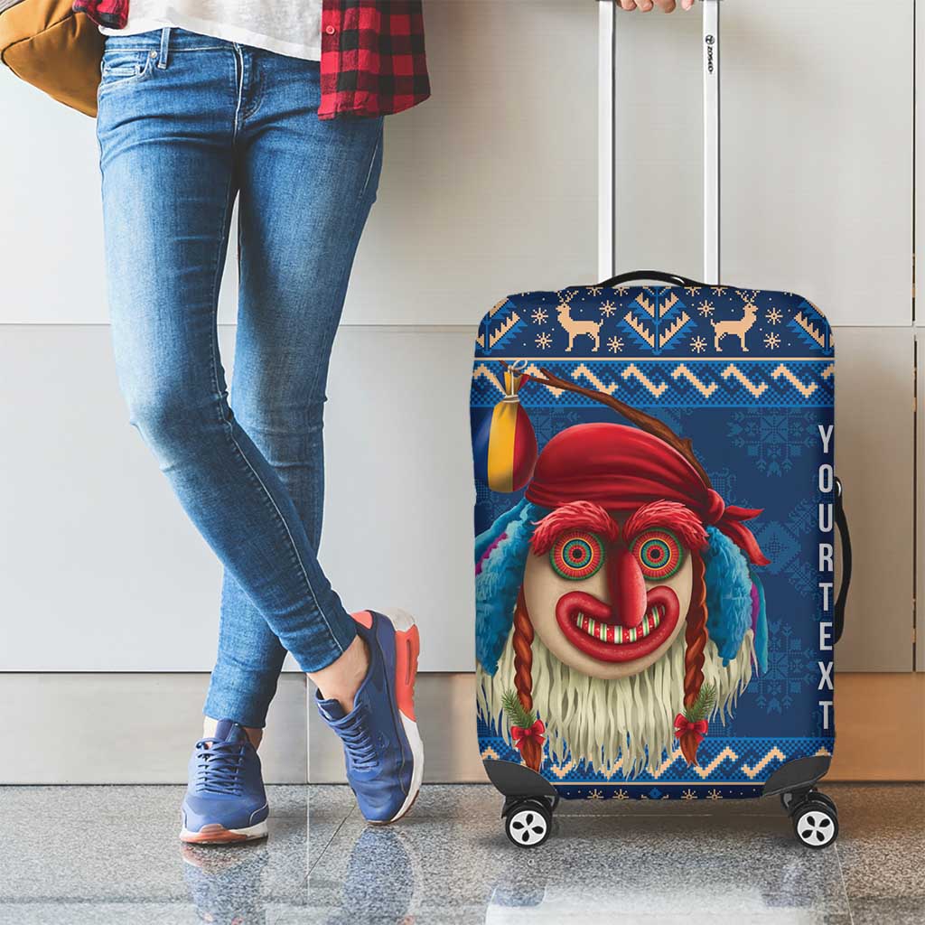 Personalized Romania Christmas Luggage Cover Romanian Traditional Masks - Wonder Print Shop