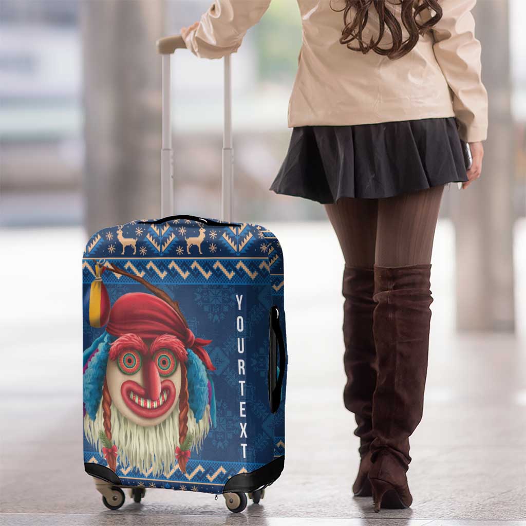 Personalized Romania Christmas Luggage Cover Romanian Traditional Masks - Wonder Print Shop