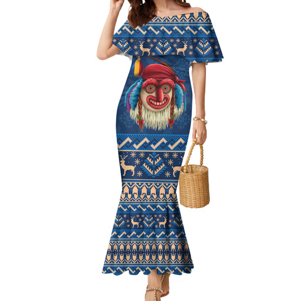 Personalized Romania Christmas Mermaid Dress Romanian Traditional Masks - Wonder Print Shop