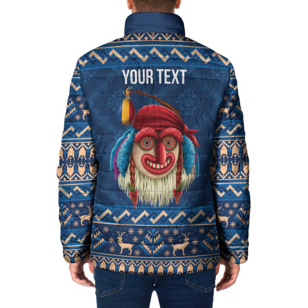 Personalized Romania Christmas Padded Jacket Romanian Traditional Masks - Wonder Print Shop