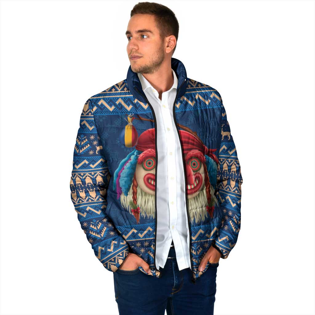 Personalized Romania Christmas Padded Jacket Romanian Traditional Masks - Wonder Print Shop