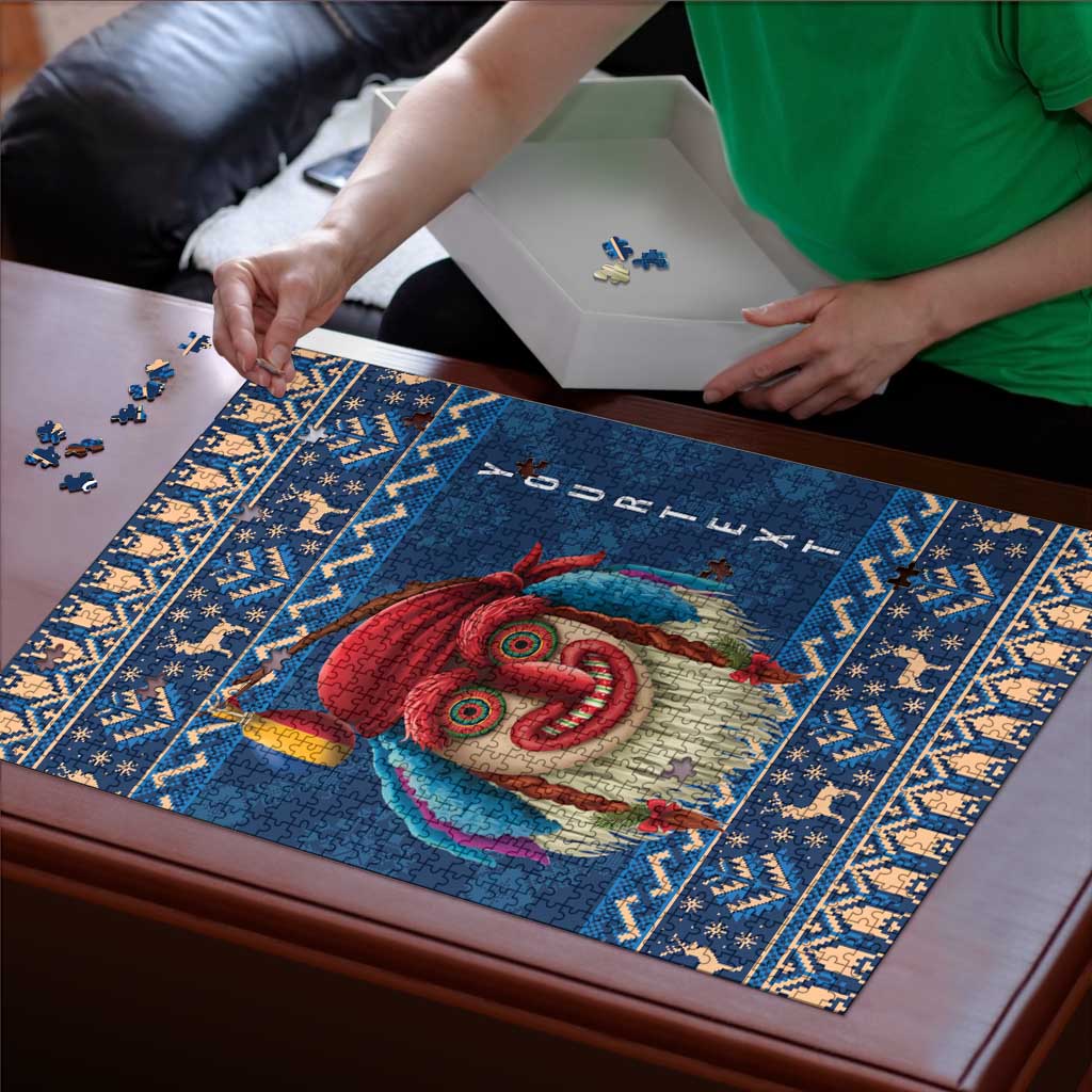 Personalized Romania Christmas Puzzle Romanian Traditional Masks - Wonder Print Shop